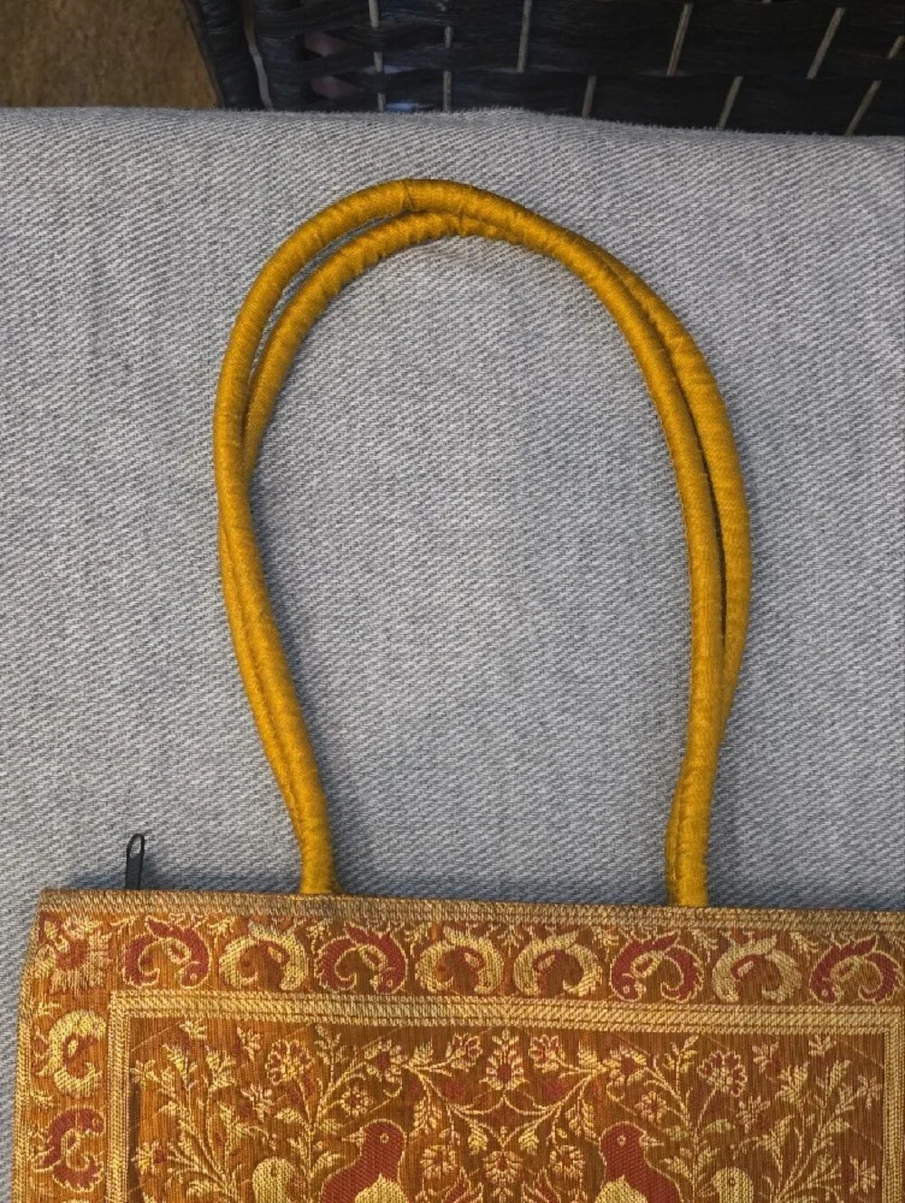 Handmade Banarasi Silk Brocade Elephant & Peacock Ethnic Tote Handbag
